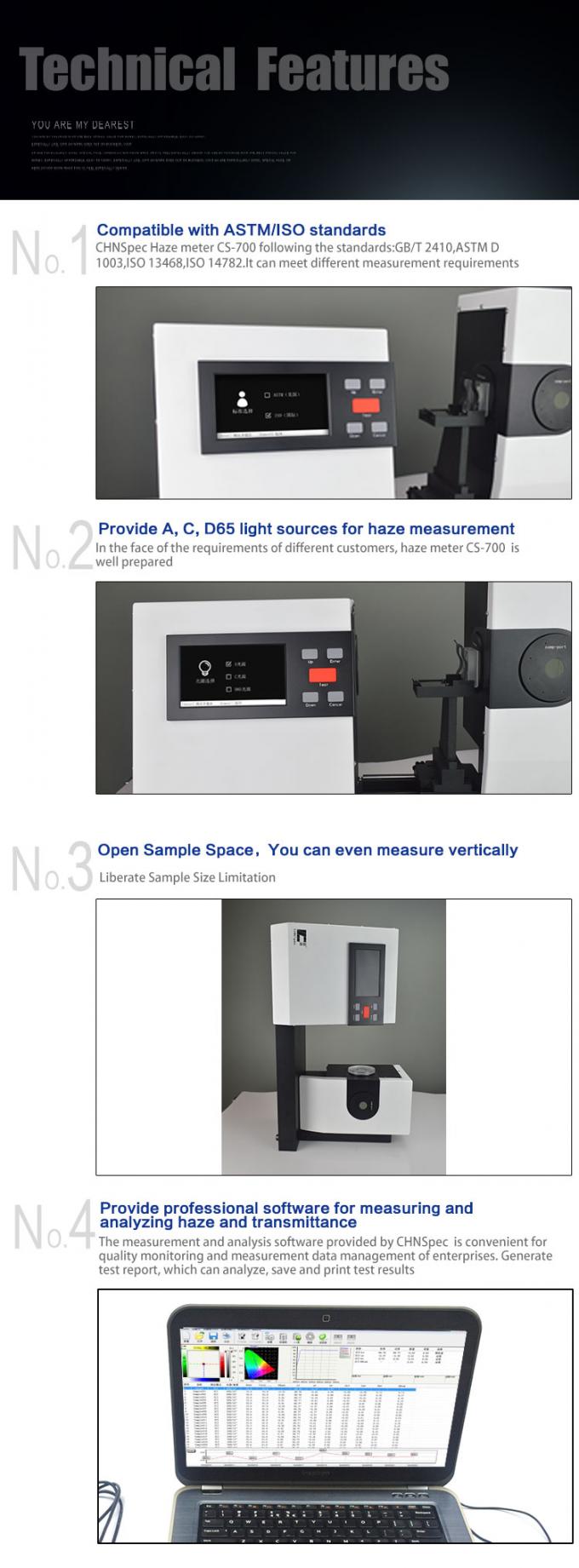 ASTM D1003 Haze Measurement Instrument CS 700 For Haze And