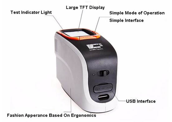 Handheld Pigment Visible Light Spectrophotometer 0 - 200% Reflectivity Range