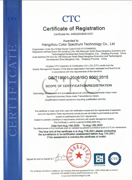 China Hangzhou CHNSpec Technology Co., Ltd. certification